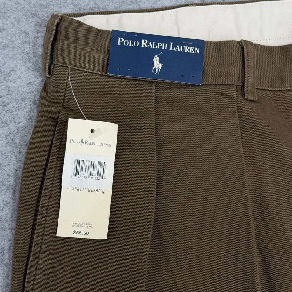 Vintage Polo Ralph Lauren Andrew Pant Mens 40x30 Brown Pleated Deadstock NWT